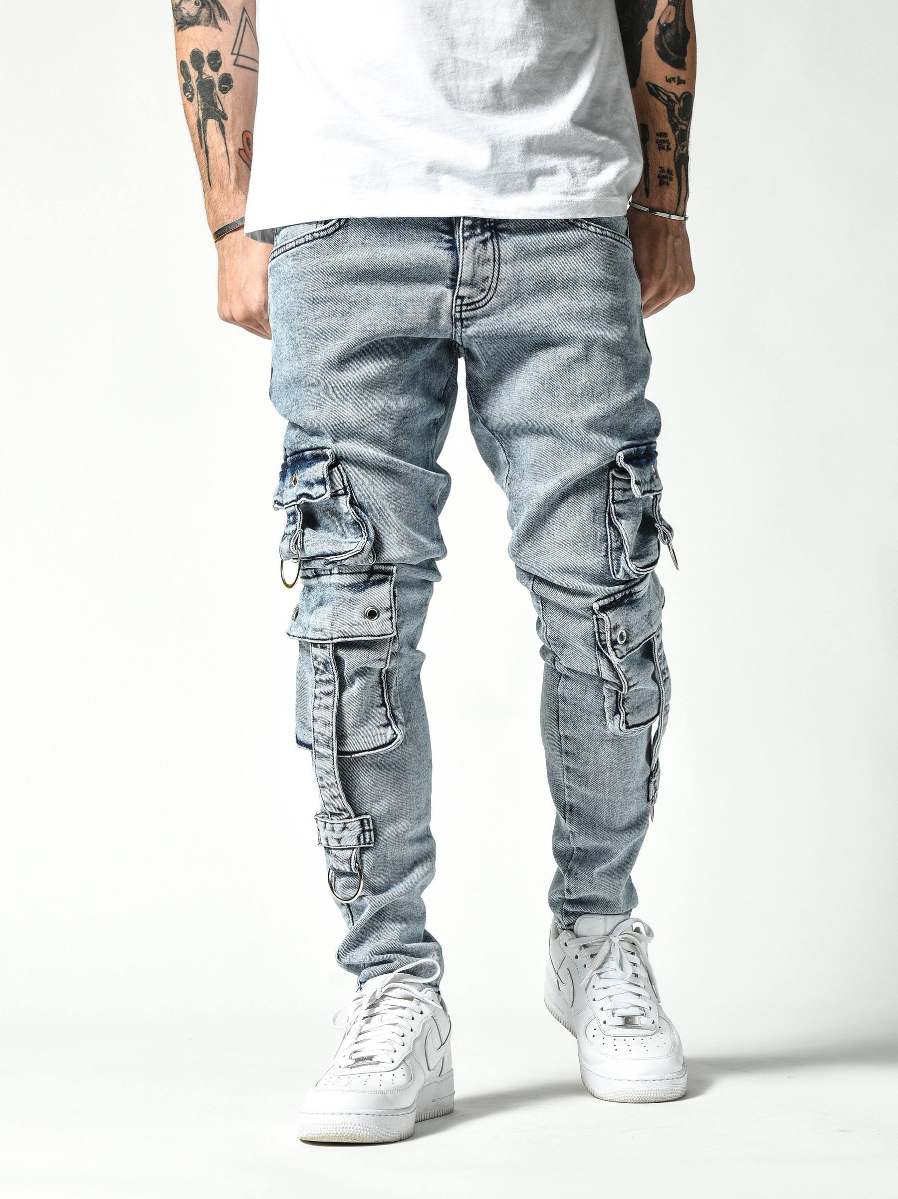 Stonewashed Cargo Jeans 4803