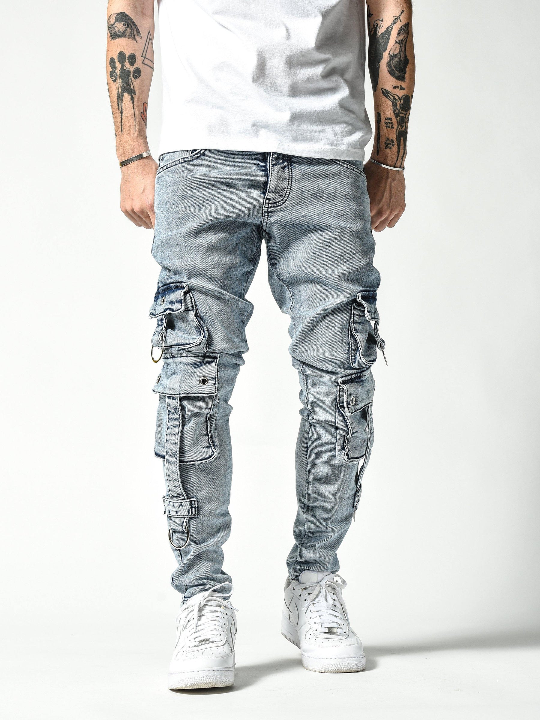 Stonewashed Cargo Jeans 4803