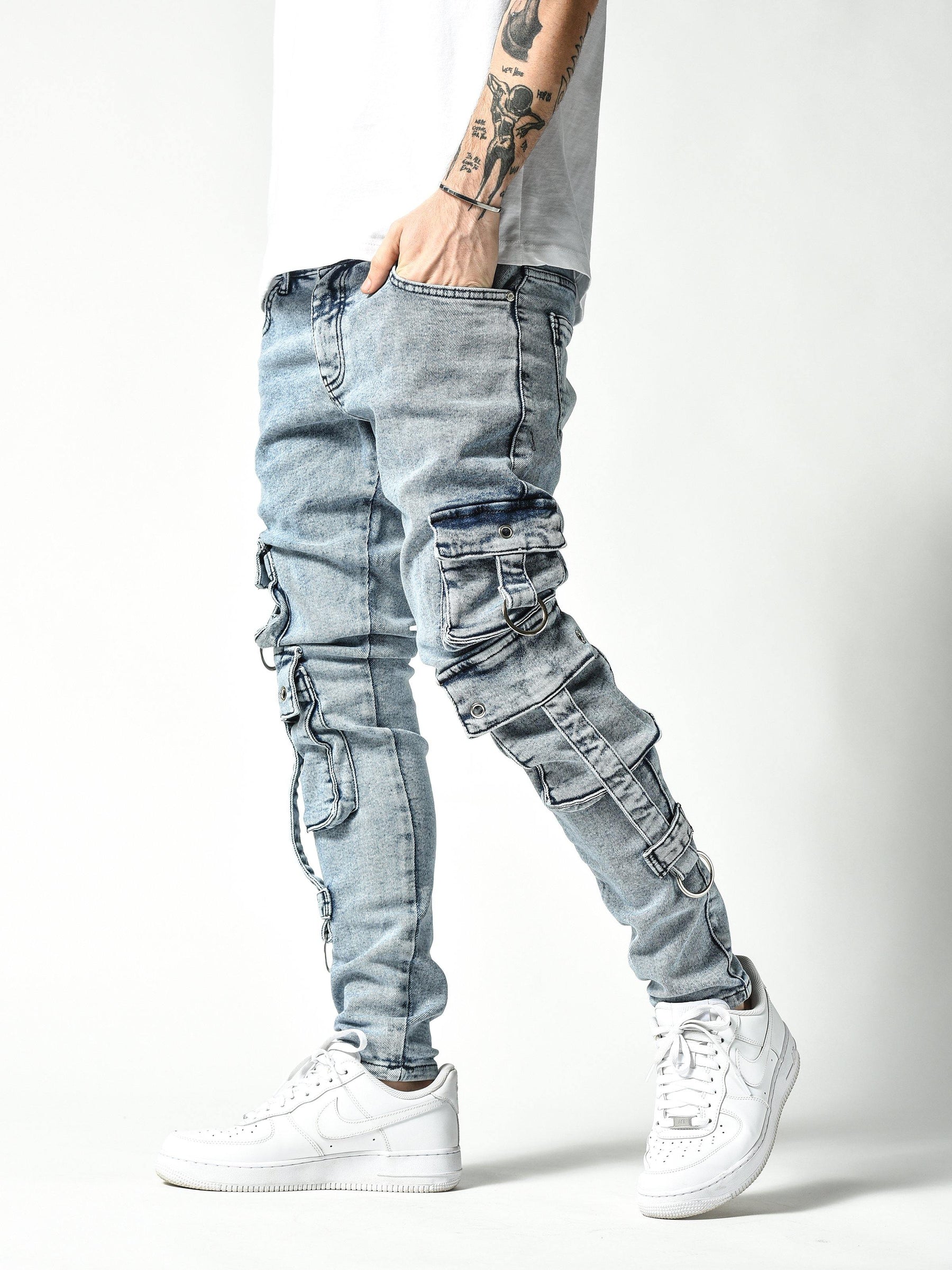 Stonewashed Cargo Jeans 4803