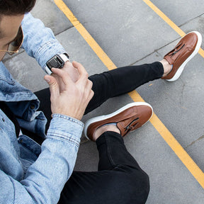 Laughlin Orange Mid-Top Zipper Sneakers