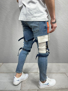 Design Patched Slim Fit Jeans