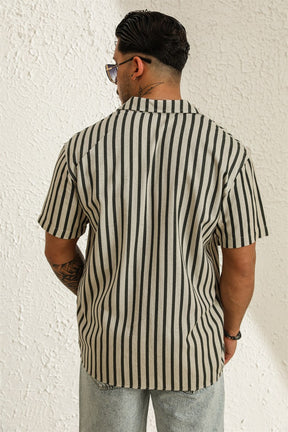 Striped Oversized Short Sleeve Shirt