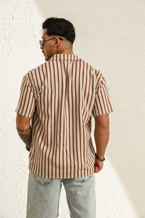 Striped Oversized Short Sleeve Shirt