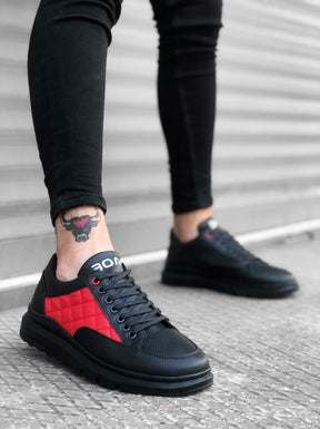 Patterned Lace-up Quilted Sneakers