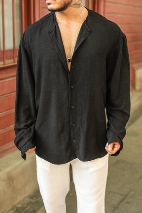 Cotton Zero Collar Oversize Shirt