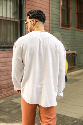 Cotton Zero Collar Oversize Shirt