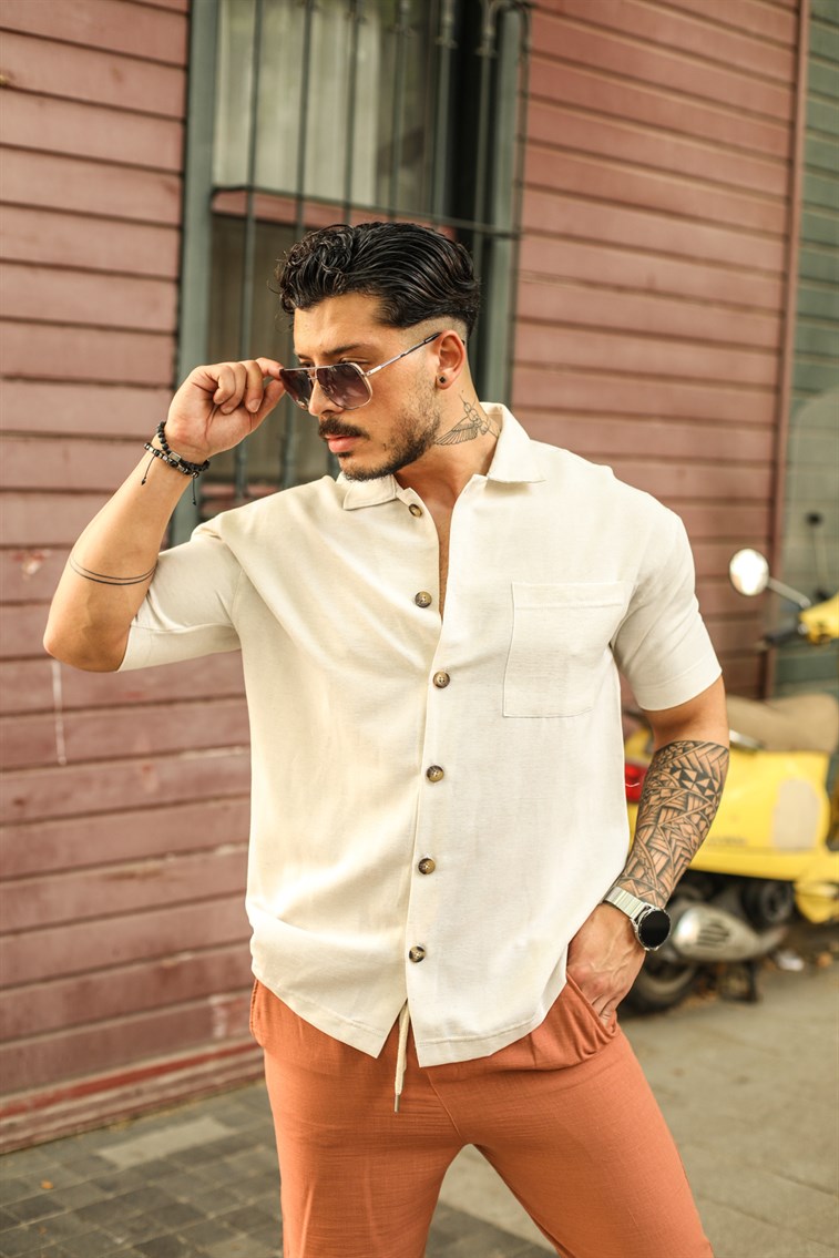 Linen Short Sleeve Oversize Shirt