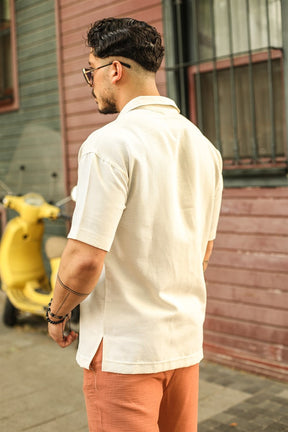 Linen Short Sleeve Oversize Shirt