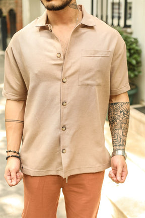 Linen Short Sleeve Oversize Shirt