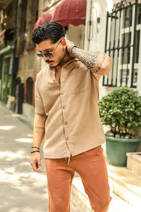 Linen Short Sleeve Oversize Shirt