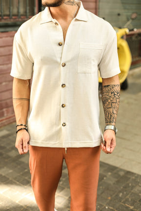 Linen Short Sleeve Oversize Shirt