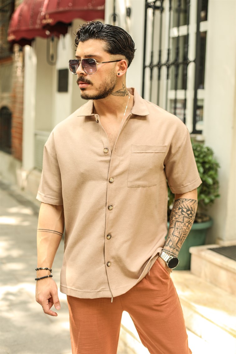 Linen Short Sleeve Oversize Shirt