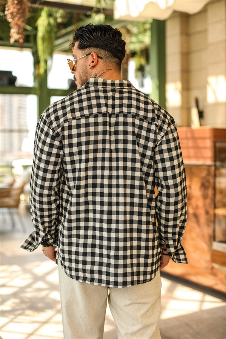 Checkered Thin Oversized Cotton Shirt