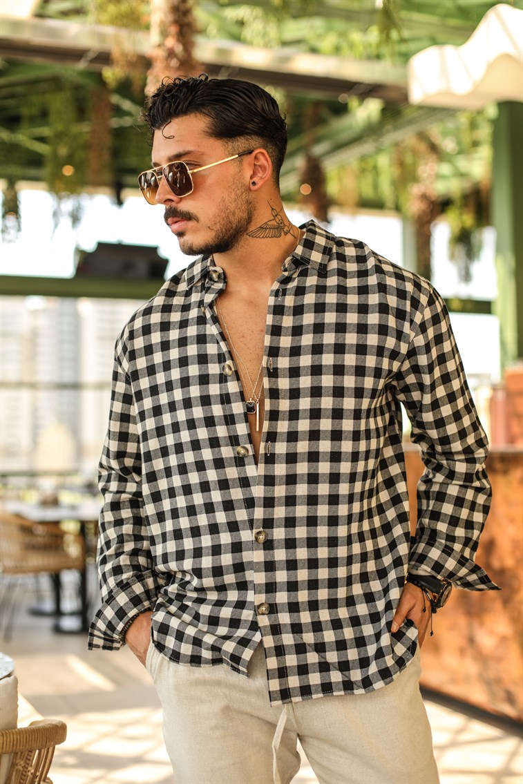 Checkered Thin Oversized Cotton Shirt