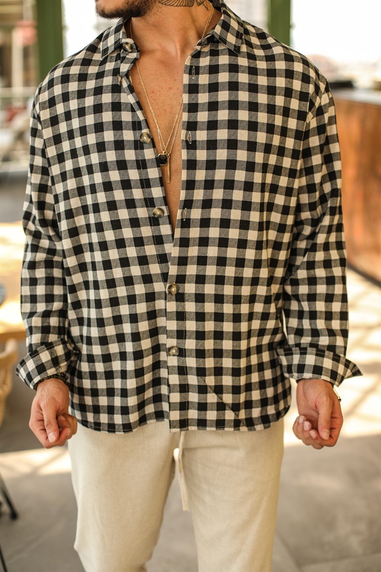 Checkered Thin Oversized Cotton Shirt