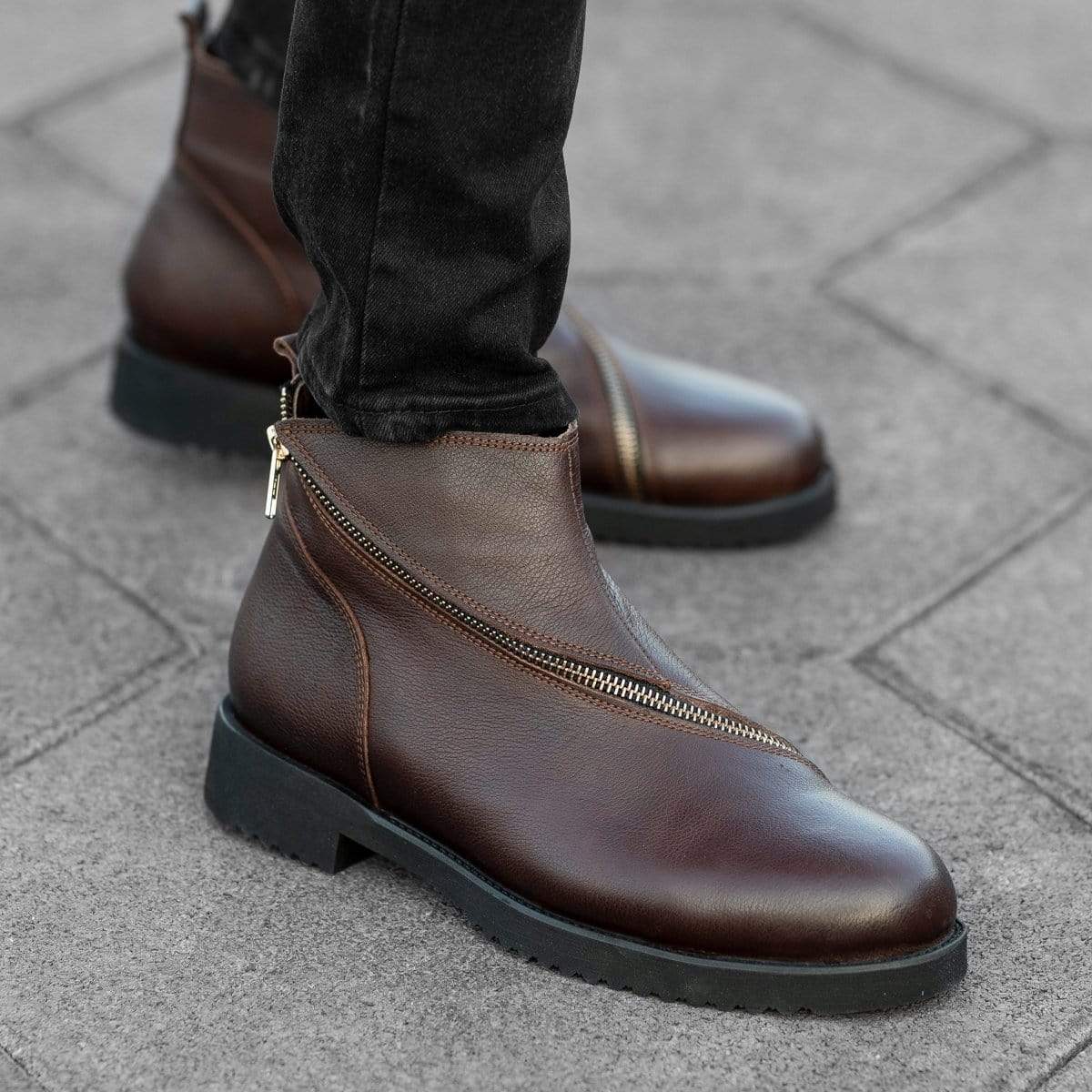 Leather Chelsea Boots With Zipper