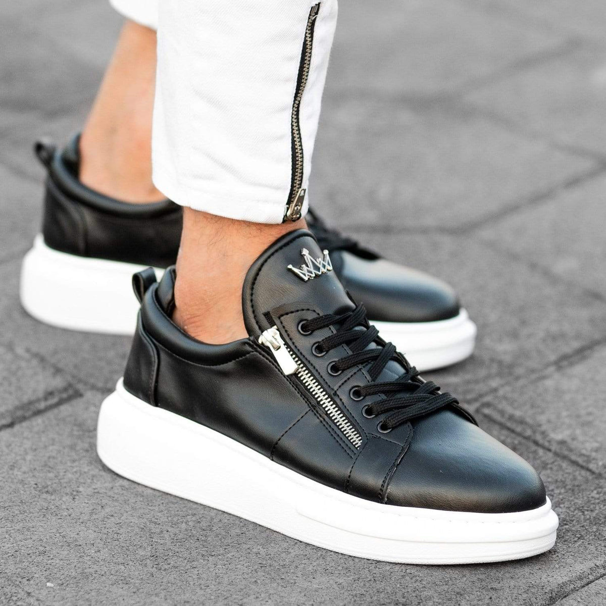 Designer Side Zipper Sneakers