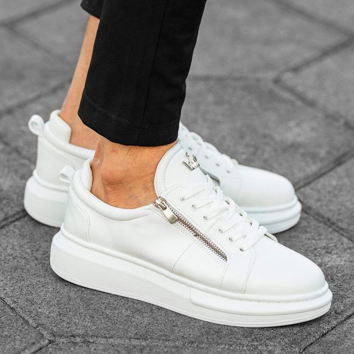 Designer Side Zipper Sneakers