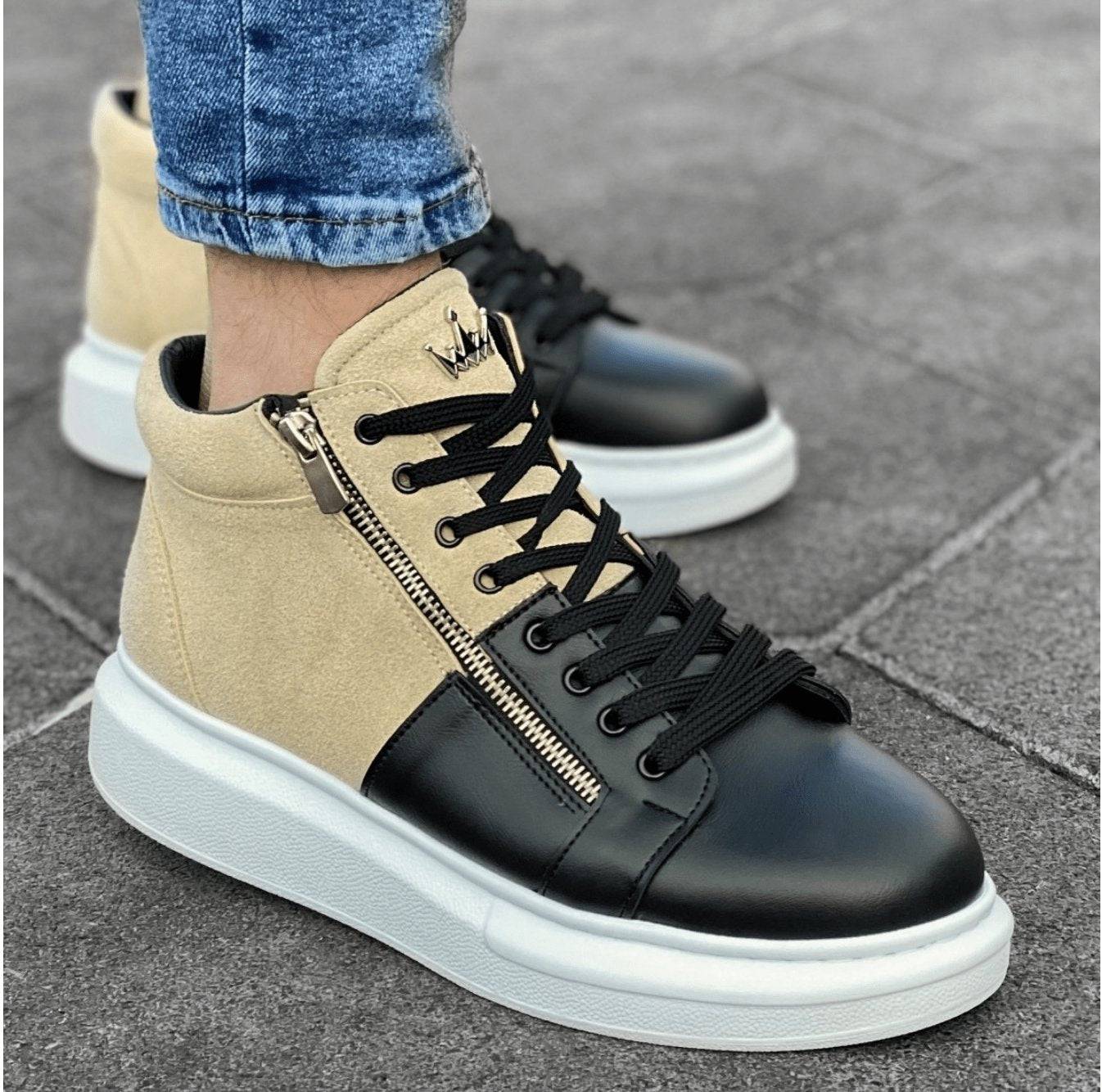 High Top Designer Zipper Sneakers