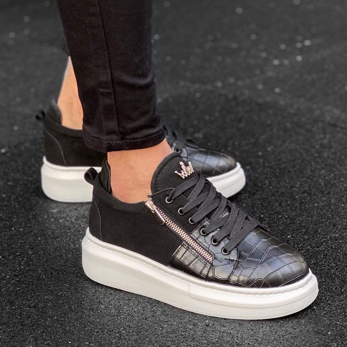 Designer Croco Zipper Sneakers