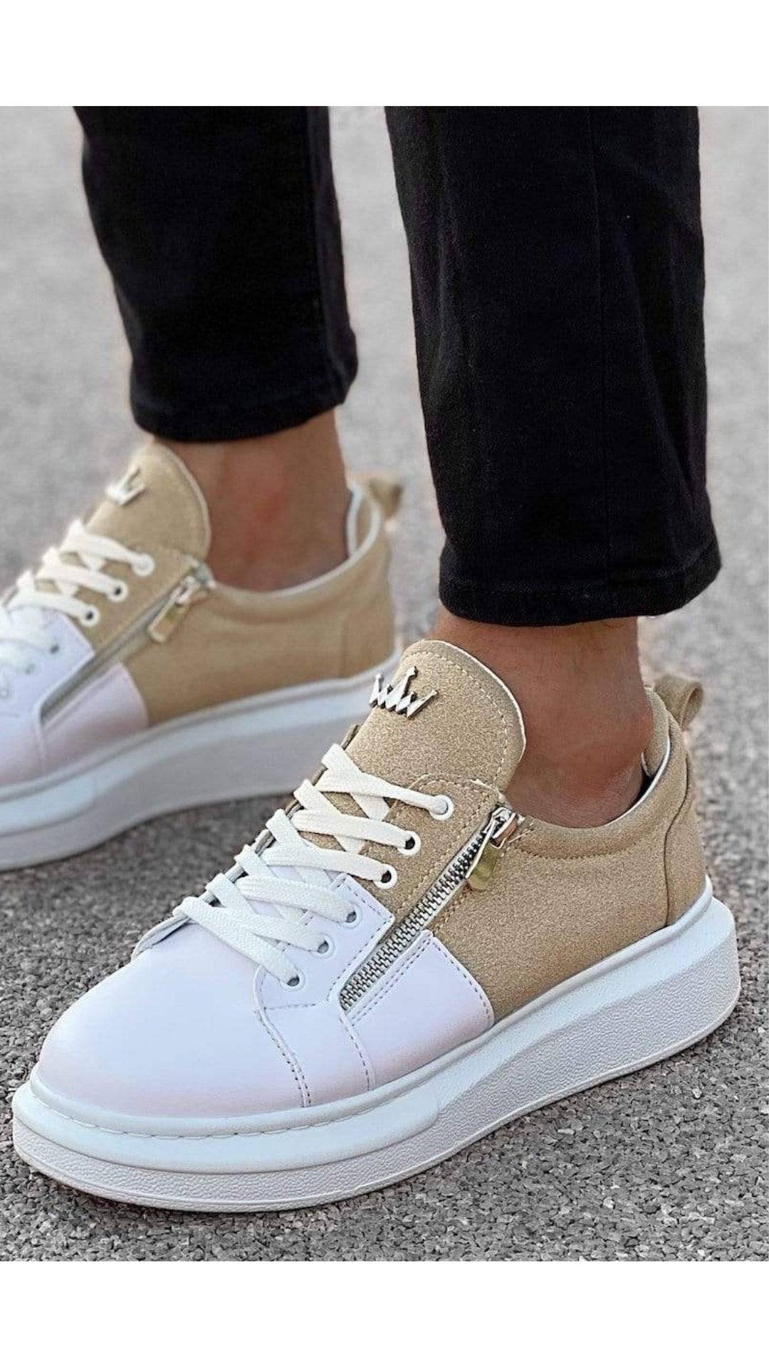 Designer Side Zipper Sneakers