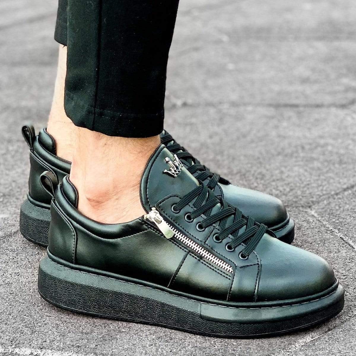 Designer Side Zipper Sneakers