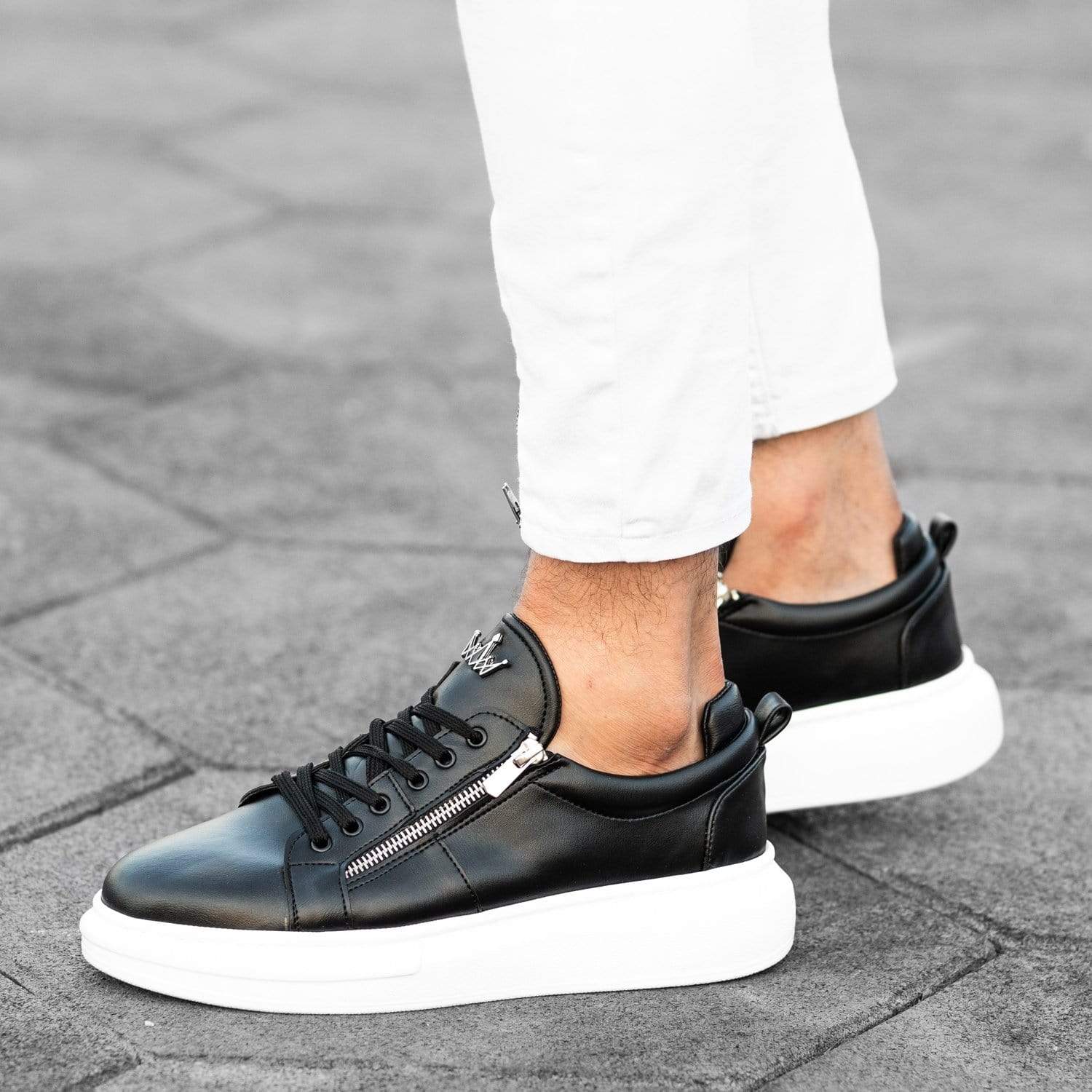 Designer Side Zipper Sneakers