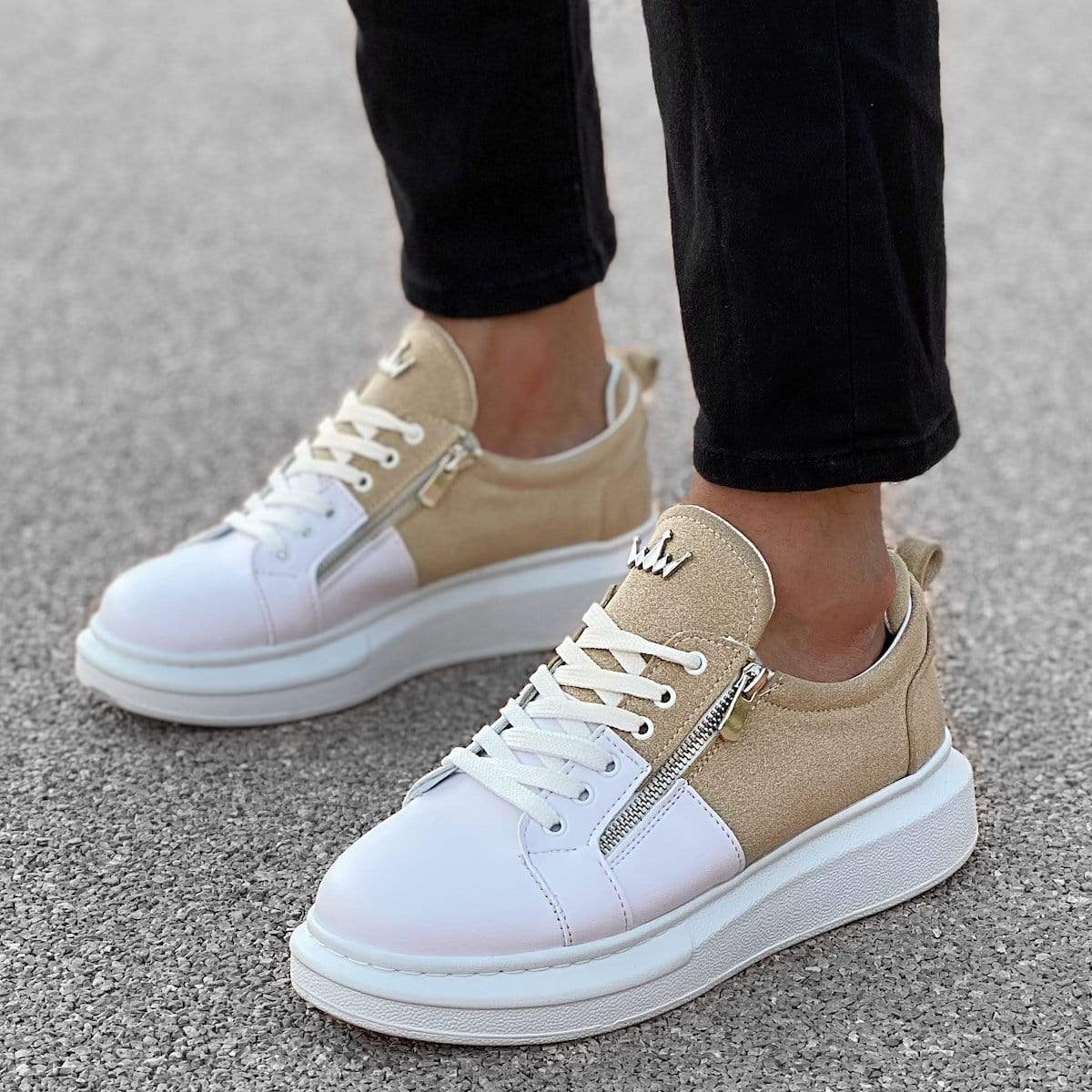 Designer Side Zipper Sneakers