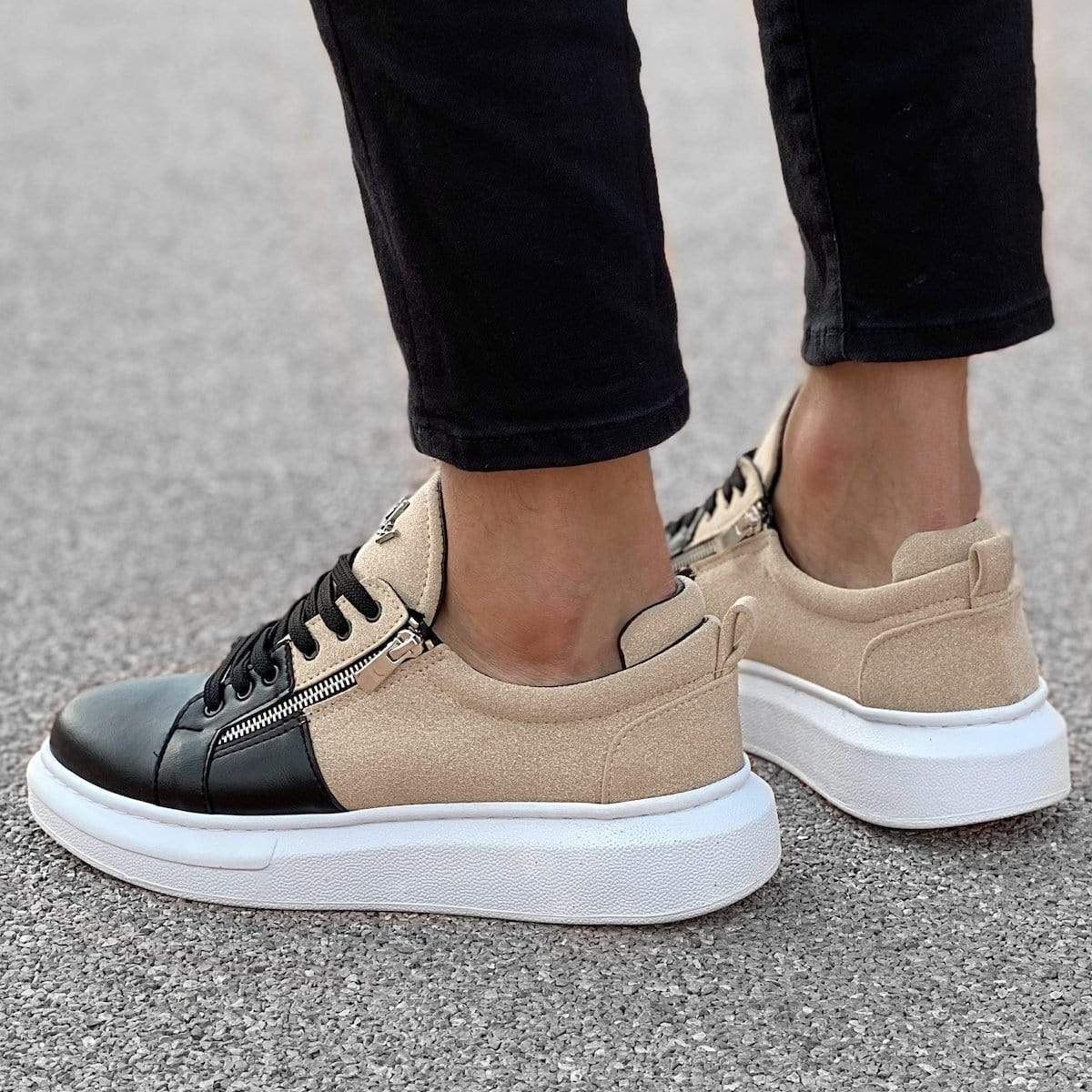 Designer Side Zipper Sneakers