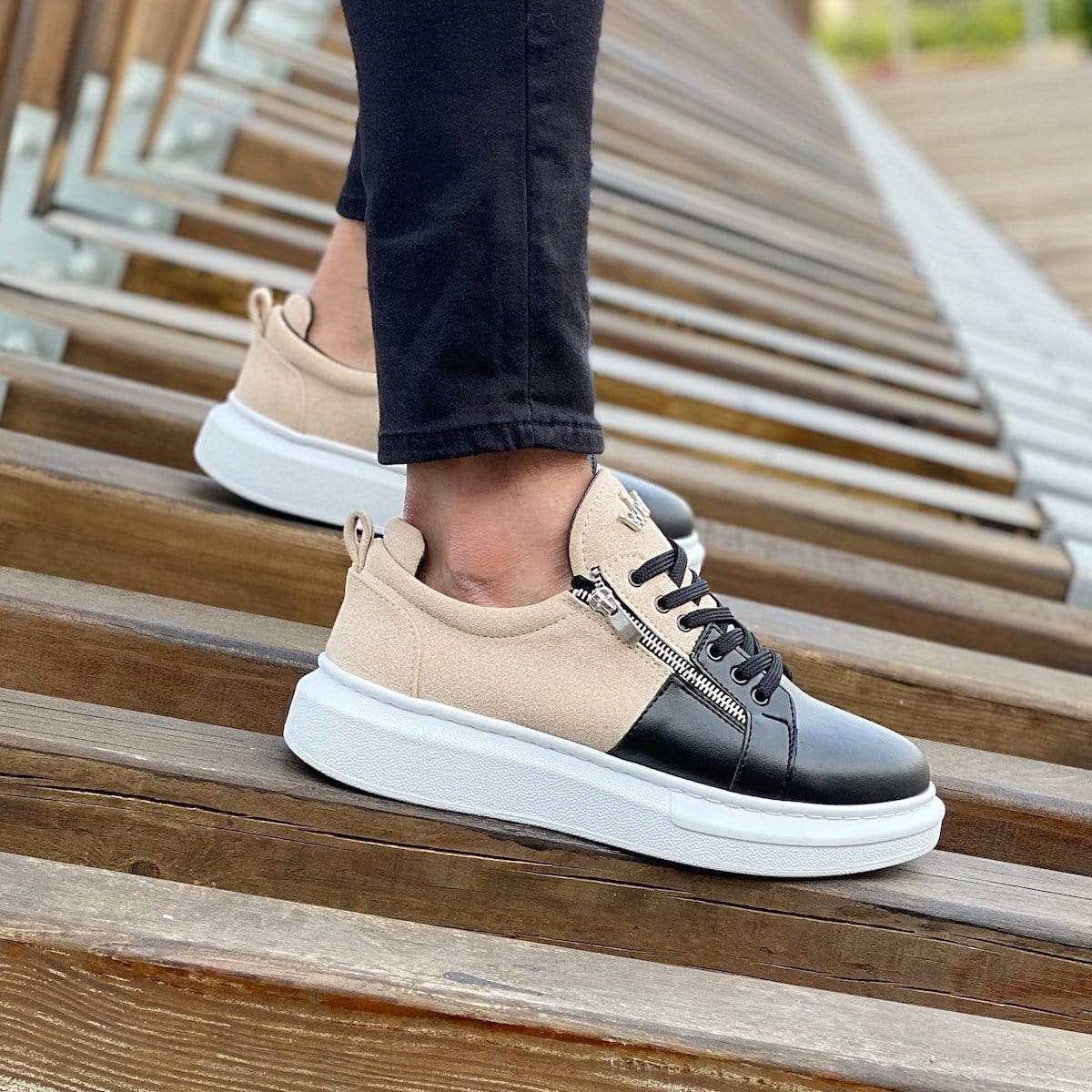 Designer Side Zipper Sneakers