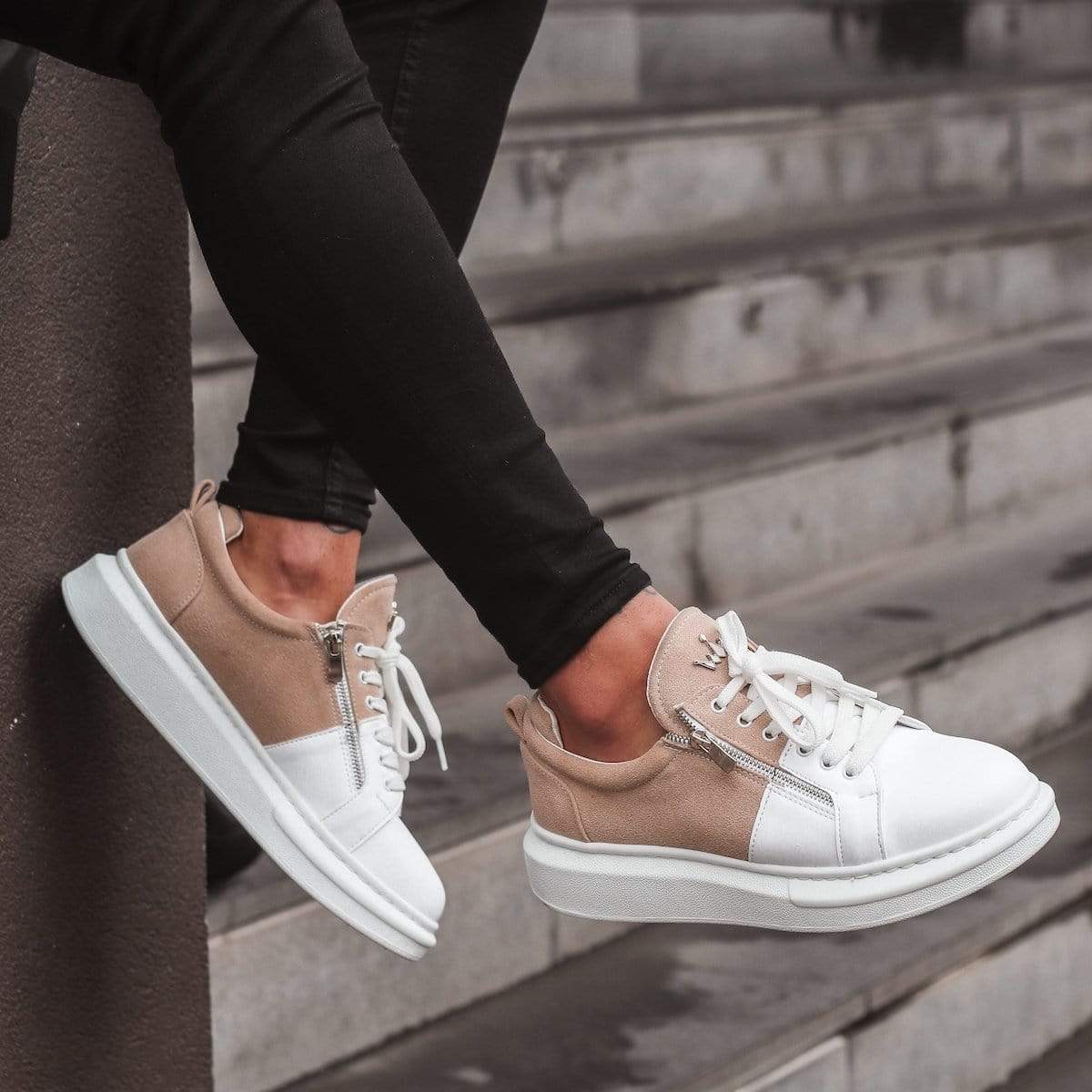 Designer Side Zipper Sneakers