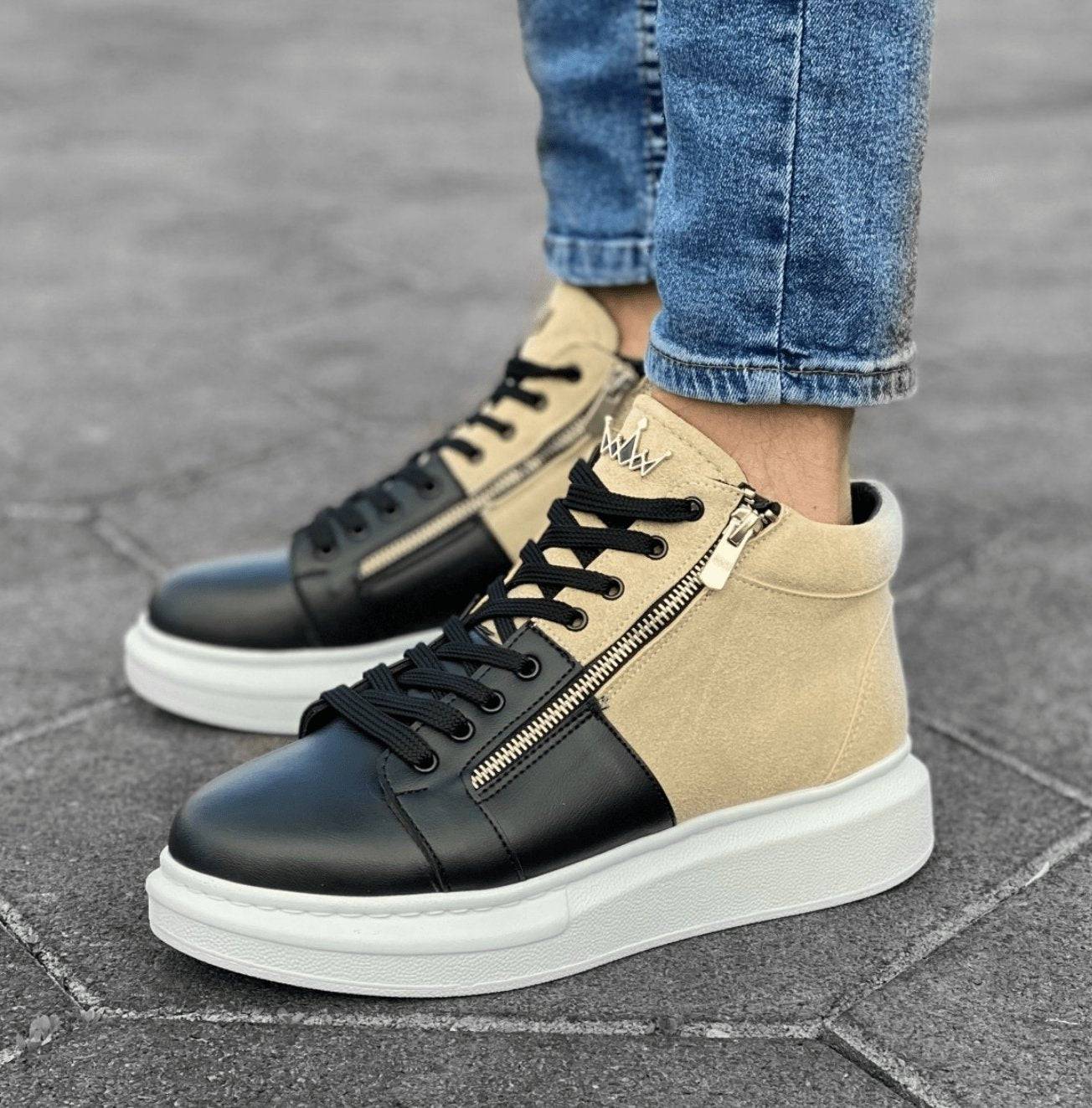 High Top Designer Zipper Sneakers