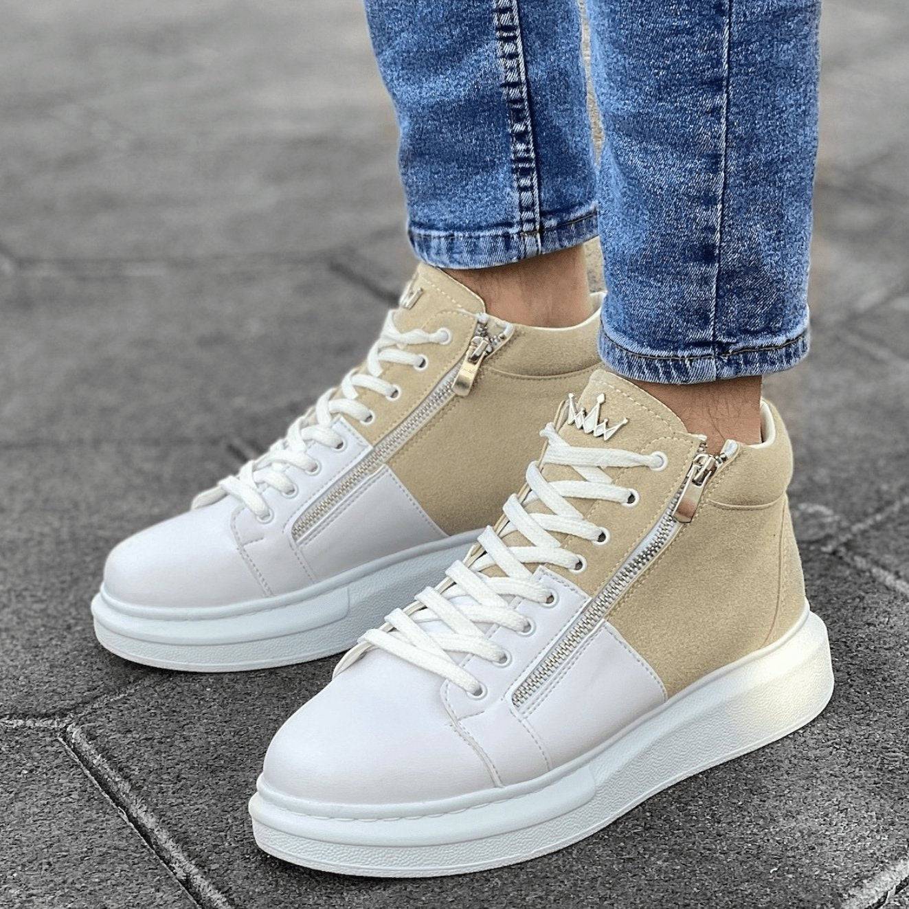 High Top Designer Zipper Sneakers