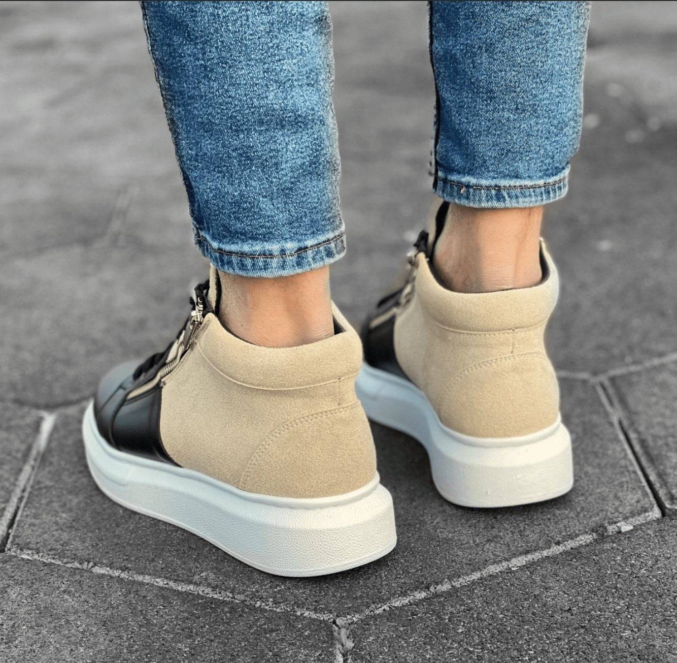 High Top Designer Zipper Sneakers