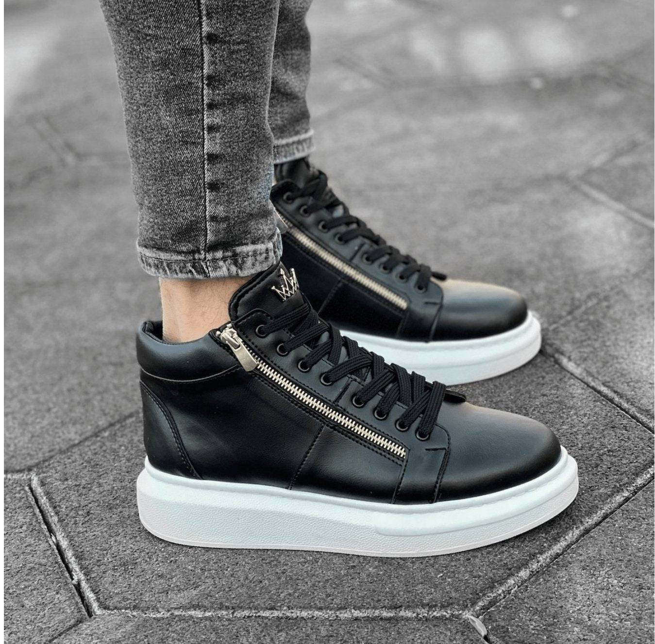 High Top Designer Zipper Sneakers