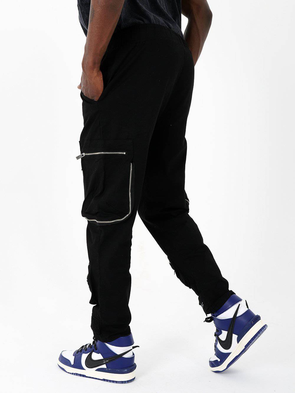 MULTI-ZIPPER POCKET JOGGER // BLACK