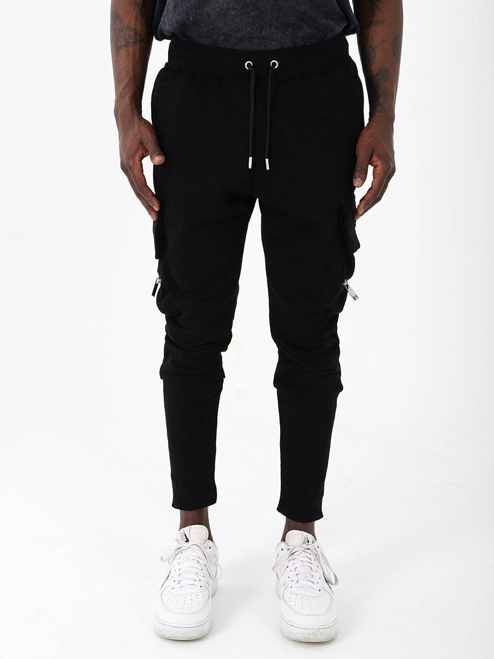 MULTI-ZIPPER POCKET JOGGER // BLACK