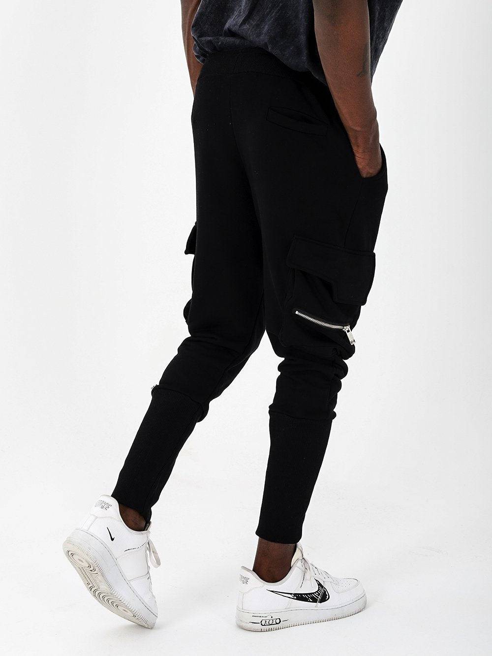 MULTI-ZIPPER POCKET JOGGER // BLACK