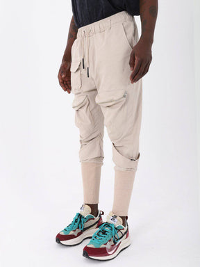 ZIPPERED POCKET ANKLE SOCK JOGGER // BEIGE