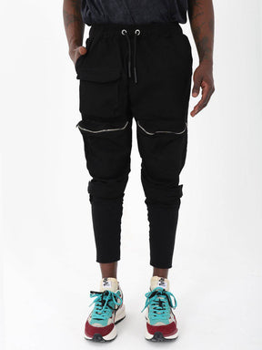 ZIPPERED POCKET ANKLE SOCK JOGGER // BLACK