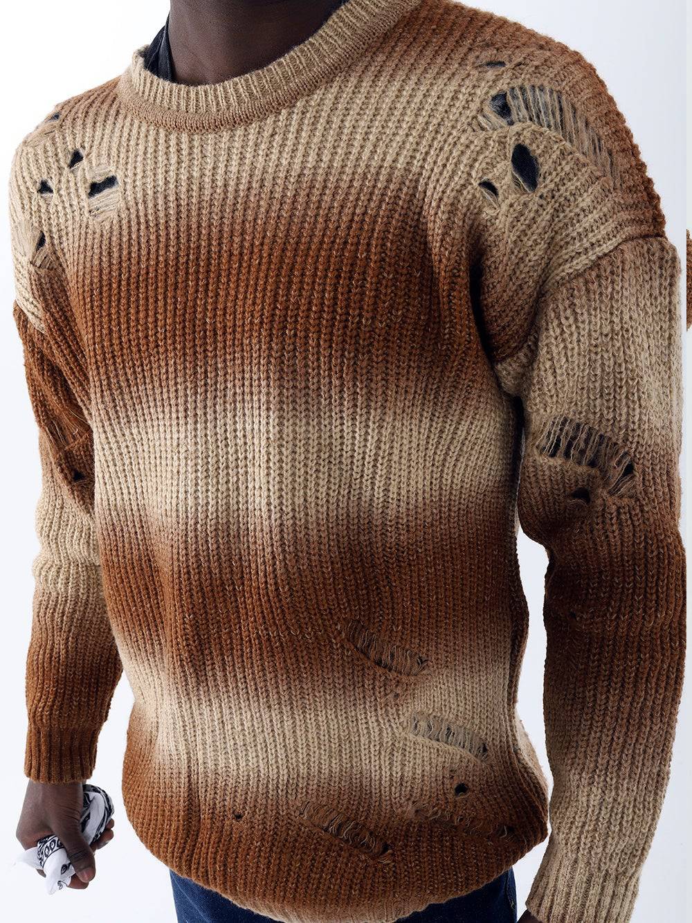 DISTRESSED GENTLEMAN SWEATER // BROWN-YELLOW