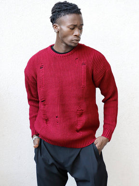 DISTRESSED GENTLEMAN SWEATER // BURGUNDY