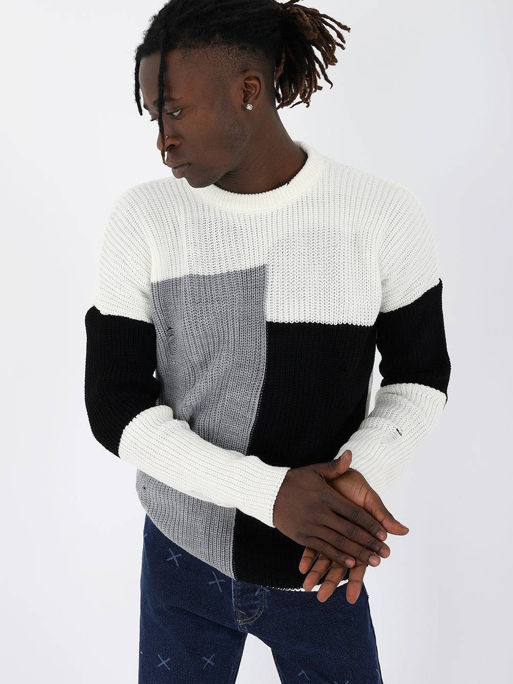 DISTRESSED GENTLEMAN SWEATER // MULTICOLOR BEIGE