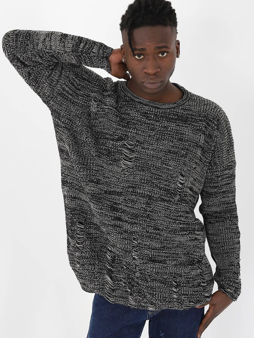 DISTRESSED GENTLEMAN SWEATER // MULTICOLOR BLACK