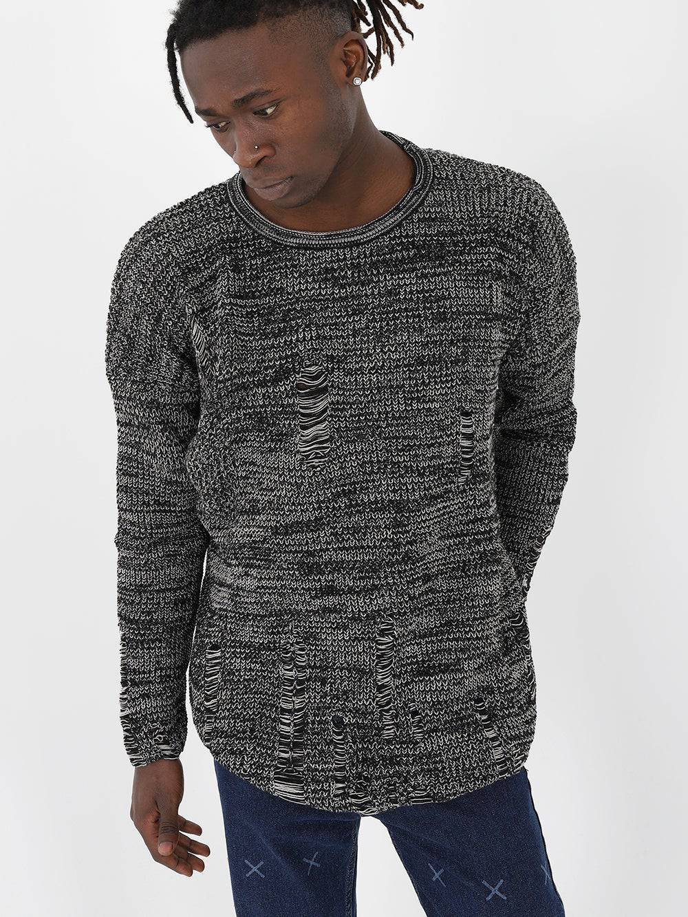 DISTRESSED GENTLEMAN SWEATER // MULTICOLOR BLACK