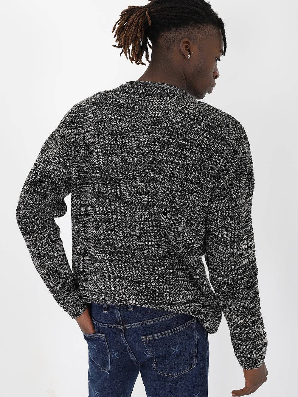 DISTRESSED GENTLEMAN SWEATER // MULTICOLOR BLACK