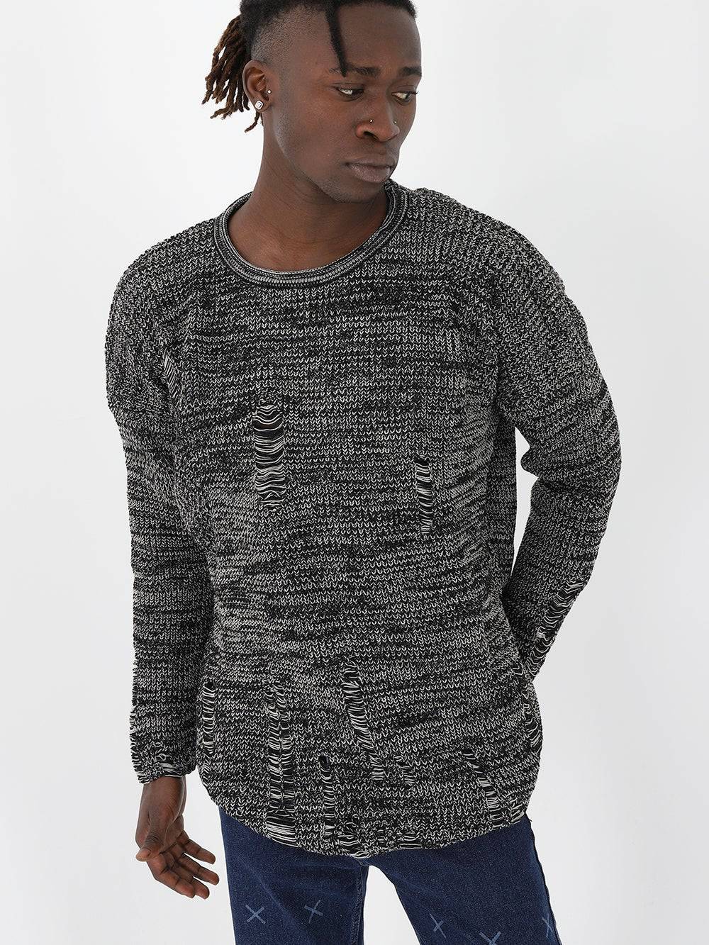 DISTRESSED GENTLEMAN SWEATER // MULTICOLOR BLACK