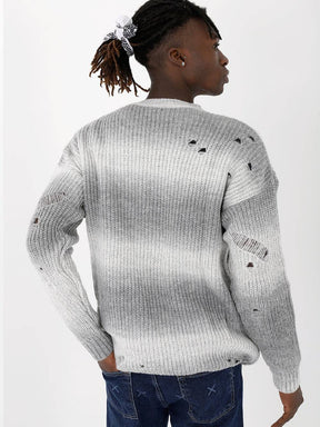 DISTRESSED GENTLEMAN SWEATER // WHITE-GREY