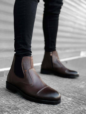 Genuine Leather Zippered  Boots