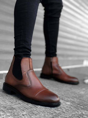 Genuine Leather Zippered  Boots